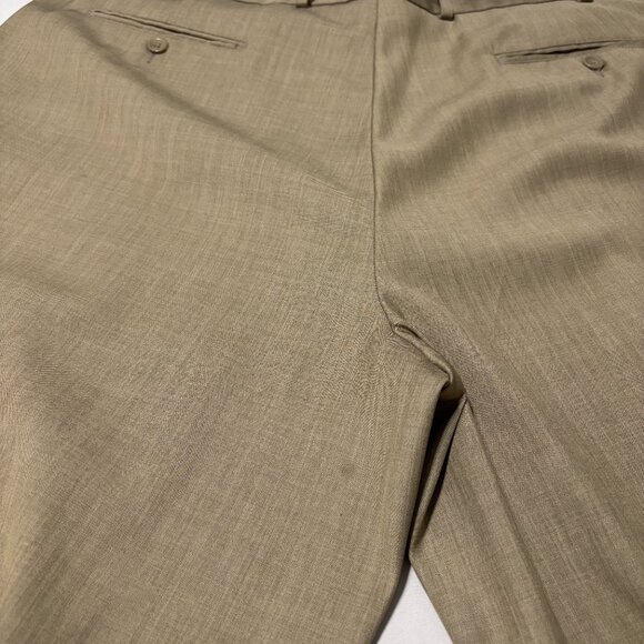 J. Ferrar Mens Dress Pants 42x32‎ Pleated Khaki Tan Polyester Slacks - Picture 3 of 10